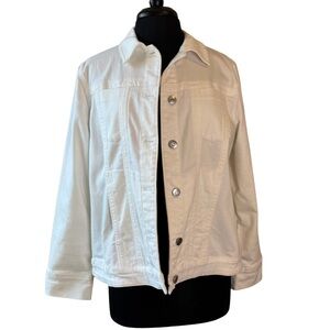 Chico’s White Denim Jacket Size Large